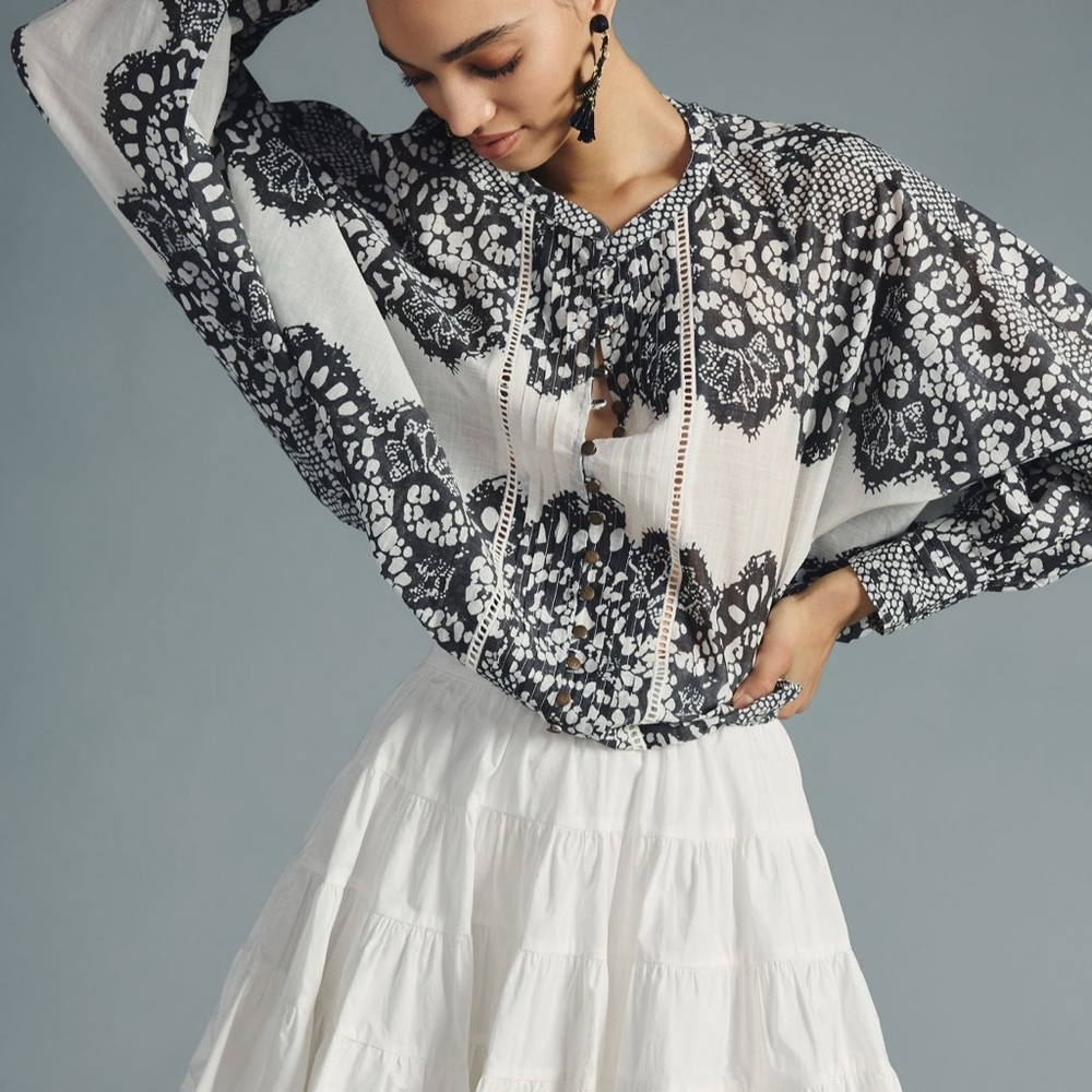 Anthropologie Black and White Blouse